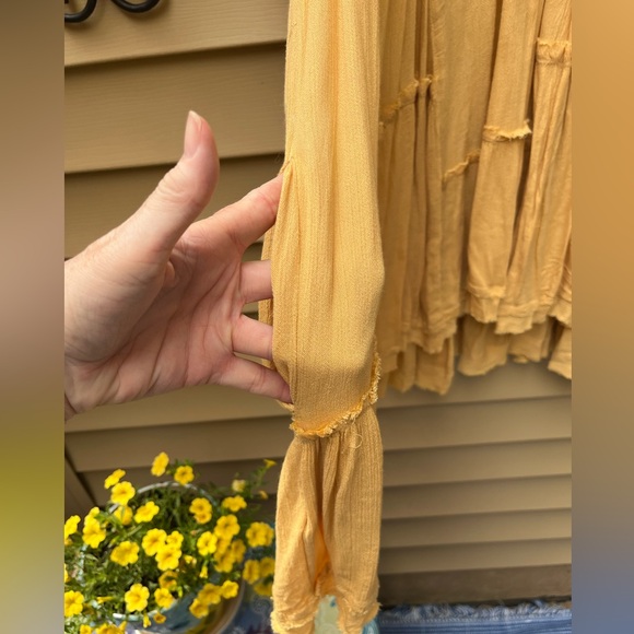 Free People Yellow Crochet Neckline Tiered Tunic, M - Picture 5 of 8